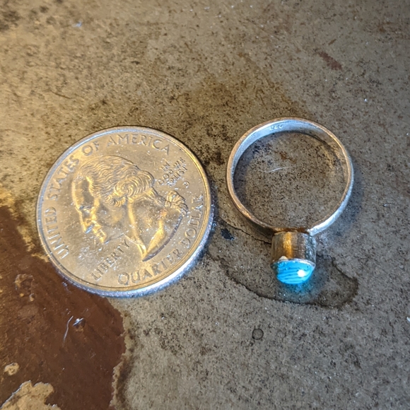 Turquoise sterling silver ring size 4.75 - Picture 1 of 5